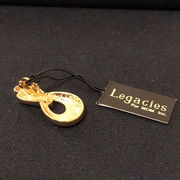 BLACK ENAMEL GOLD PLATED PEARL ENHANCER WITH CUBIC ZIRCONIA NWT - Picture 5 of 5